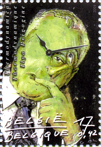 reprsentation philatlique d'Ylia Prigogine en fonction de ses thories, image aimablement fournie par www.philagodu.be